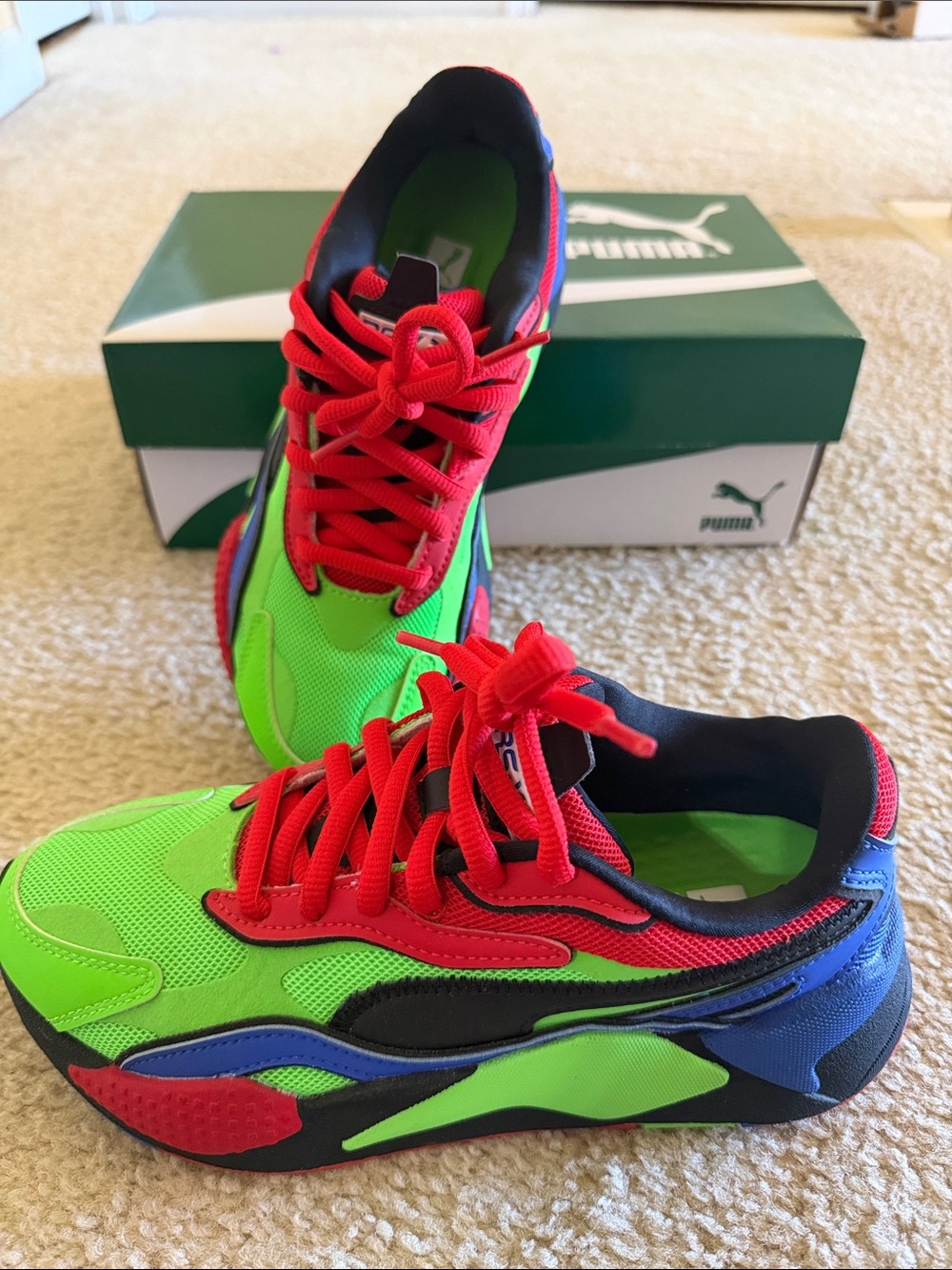 Puma Neon Green & Red Running Shoes
